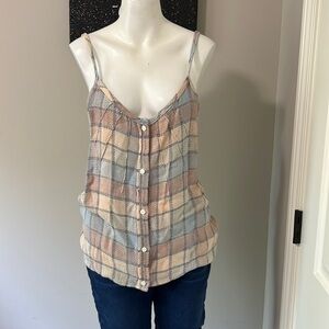 RAILS Flannel Multicolored Checkered Cami Tank Top Sz S NEW